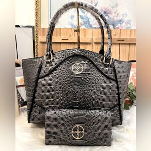 💜STAUER Crocodile Embossed Handbag and Wallet